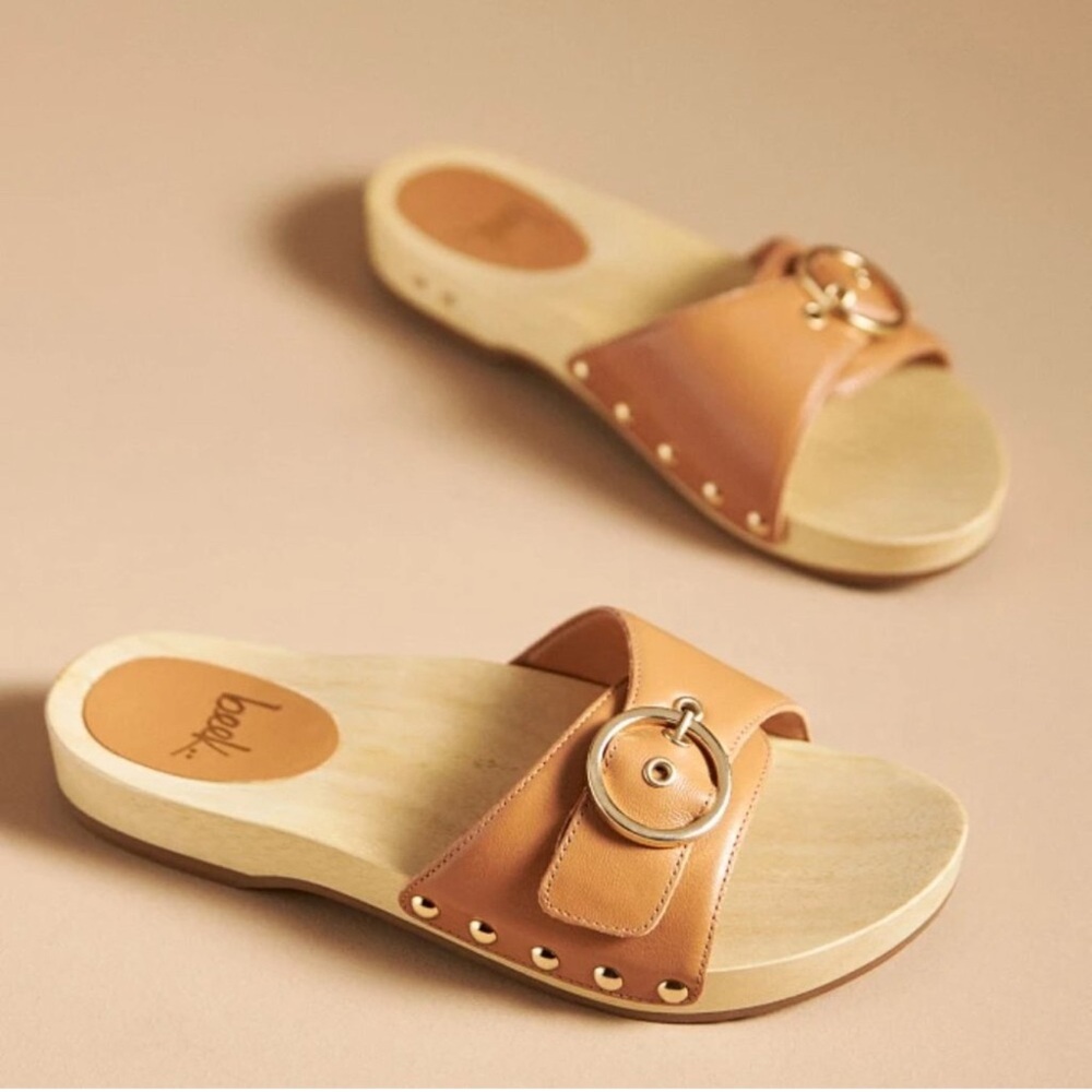 Beek Woodstar 9 Tan Leather Slide Sandals